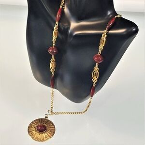 Vintage 1978 Sarah Coventry Safari Medallion Necklace Detachable Pendant